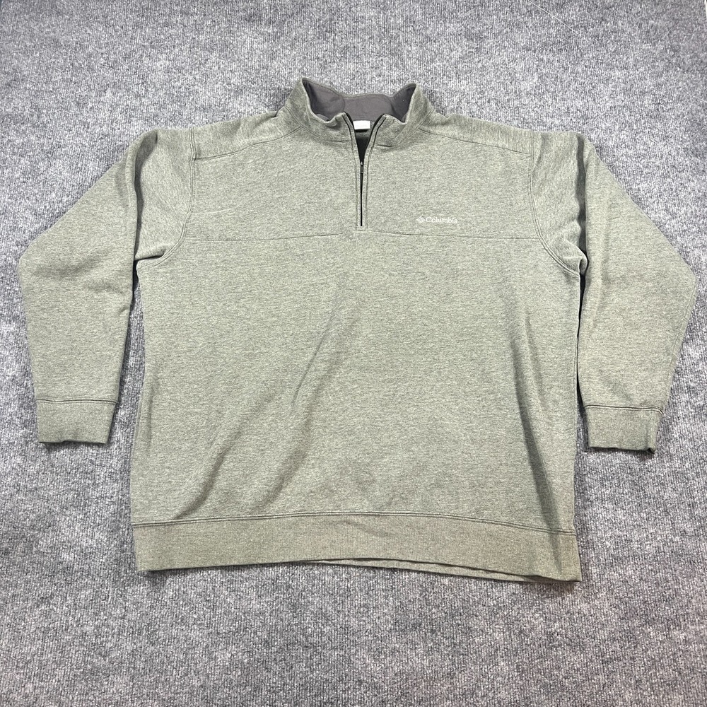 Columbia Hart Mountain II Half Zip Sweatshirt Men 2XL Heather Green Cotton Lined